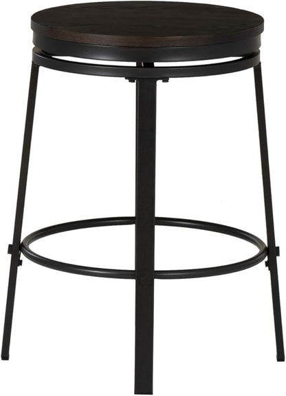 Powell Mikka Black and Brown Five Piece Round Counter Height Dining Pub Set with Swivel Seats