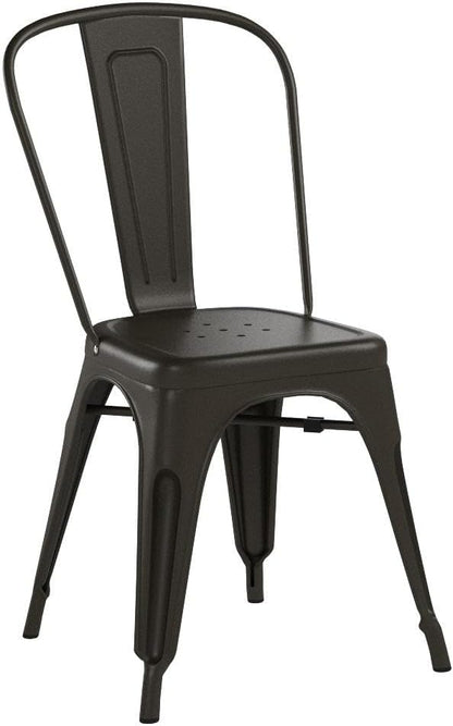 COSTWAY 18 Inch Dining Chair Set of 4, Industrial Vintage Stackable Metal Chairs, Outdoor Indoor Stools with Detachable High Backrest for Home, Kitchen and Cafe Bar Use