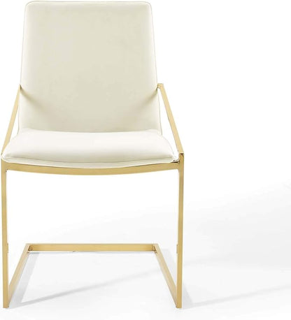 Modway Pitch Performance Velvet Armchair, 2 pcs - Dining Chairs, Gold Ivory