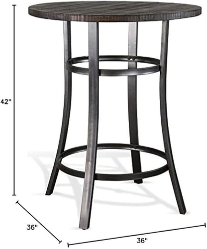 Pemberly Row 42" Mid-Century Wood Pub Table, Tobacco Leaf Finish, Mahogany Solids and Veneers, Metal Base, Powder-Coated Durable Design, 36" Square Counter Height Table for Small Spaces