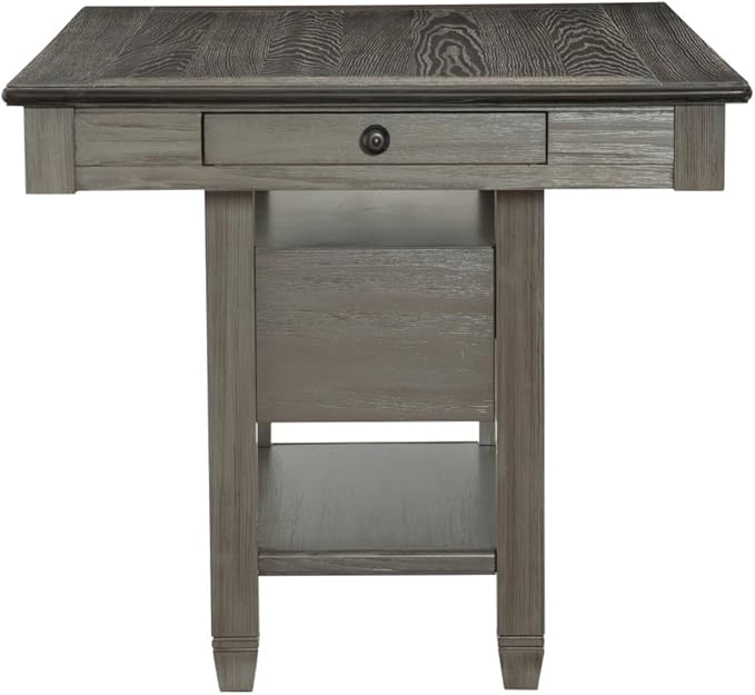 Counter Height Table with 4 Drawers and Built-in Wine Rack for Kitchen Island or Dining Area