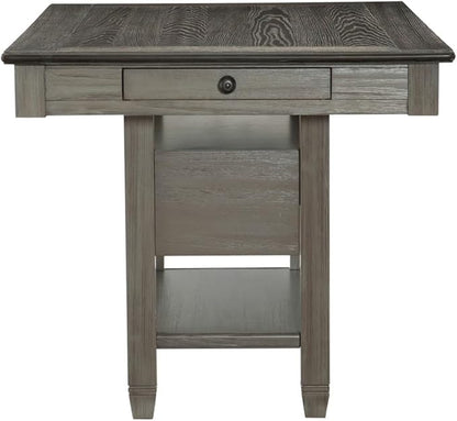 Counter Height Table with 4 Drawers and Built-in Wine Rack for Kitchen Island or Dining Area