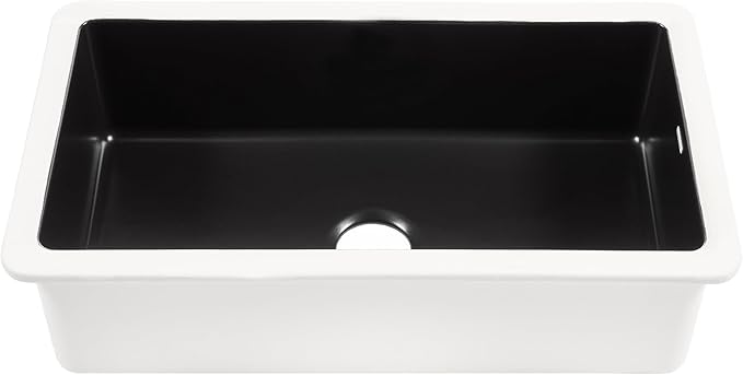 Sinkology Eden Fireclay Undermount Kitchen Sink, Undermount Installation, Surefire Finish (Matte Black, 31")
