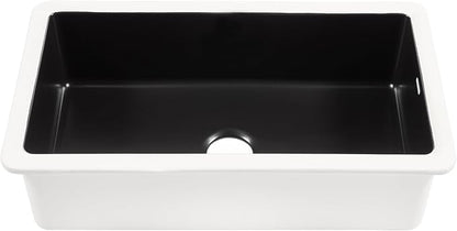 Sinkology Eden Fireclay Undermount Kitchen Sink, Undermount Installation, Surefire Finish (Matte Black, 31")