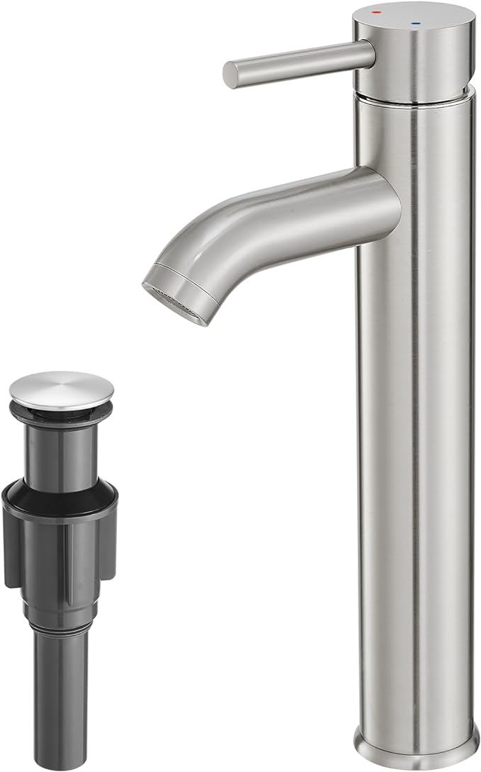 VOTON Vessel Sink Faucet Chrome Modern Tall Bathroom Faucets Single Handle One Hole Rv Vanity Lavatory Bathroom Sink Faucet
