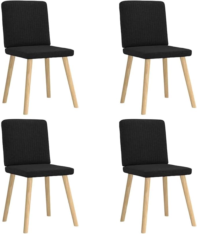 4-Piece Black Fabric Dining Chairs Set with Metal Frame, Modern Farmhouse Kitchen Chairs for Dining Room Living Room Comedor and Restaurant