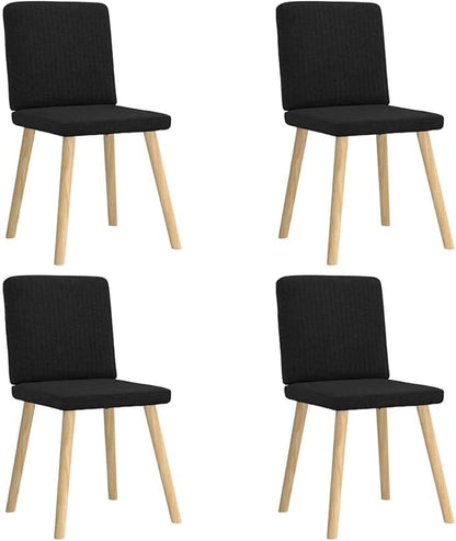 Modern Dining Chairs Set of 4 Black Fabric Upholstered Seating with Rubber Wood Legs Comfortable and Sturdy Furniture for Dining Room Kitchen Living Room Vanity