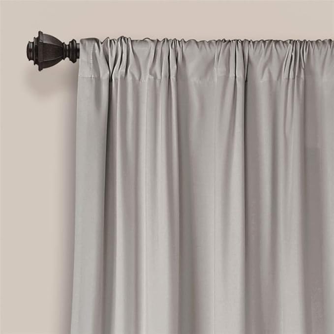 Lush Decor Allison Ruffle Light Filtering Window Curtain Panels Pair 40" W x 95" L Light Gray - Coquette Curtains for Bedroom - Ruffle Curtains Kids