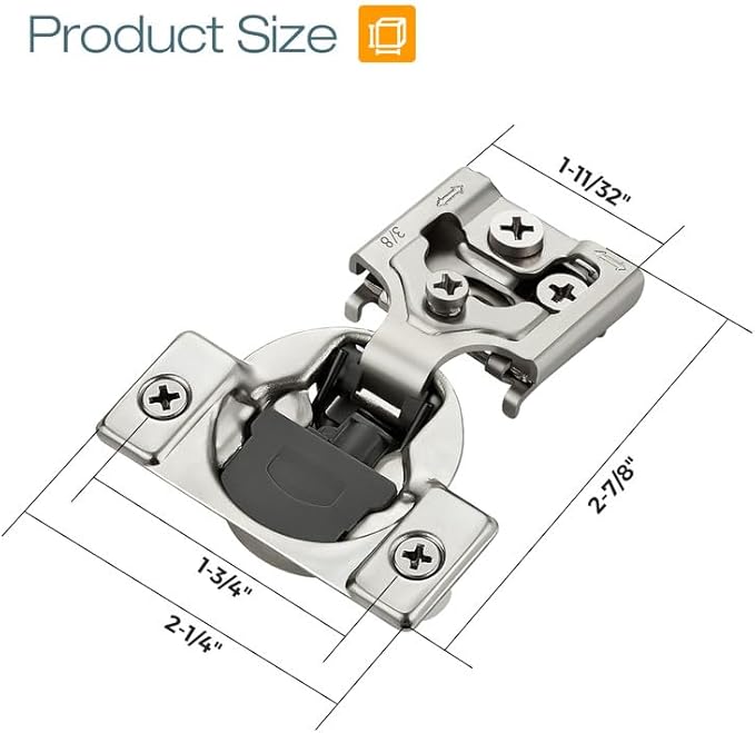HOME EDIT 10 Pack 5 Pairs 3/8 inch Overlay Soft Close Cabinet Hinges for Kitchen, Stainless Steel Three-Way Adjustable, Concealed Self-Closing Door Hinges