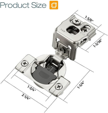HOME EDIT 20 Pack 10 Pairs 1-3/8 inch Overlay Soft Close Cabinet Hinges for Kitchen, Stainless Steel Three-Way Adjustable, Concealed Self-Closing Door Hinges