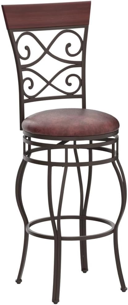 WATERJOY Retro Bar Chairs Set of 2, 360 Degree Swivel Padded Bar Stools Leather Seat Bistro Dining Kitchen Pub Metal Chairs