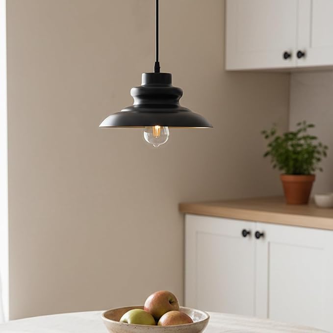 Pendant Light Fixture, Hanging Light for Kitchen Island Dining Room Bedroom Foyer, E26 Base Metal 1-Light Ceiling Lamp