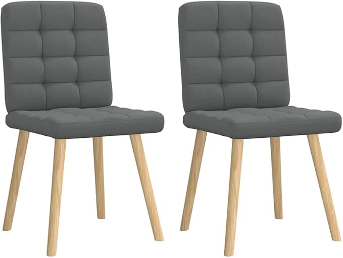 Modern Dining Chairs Set of 2, Dark Gray Polyester Upholstered, 17.7"x21.3"x33.9" Seat Height 18.7", Sturdy Metal & Rubberwood Frame, Foam Seat for Kitchen Dining Room Living Room