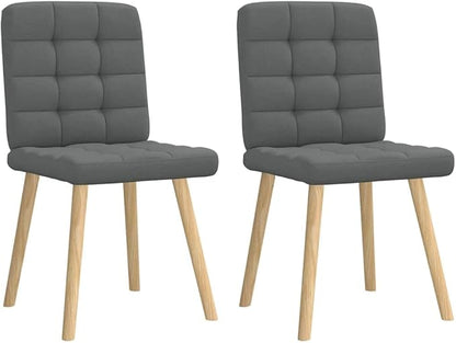 Modern Dining Chairs Set of 2, Dark Gray Polyester Upholstered, 17.7"x21.3"x33.9" Seat Height 18.7", Sturdy Metal & Rubberwood Frame, Foam Seat for Kitchen Dining Room Living Room