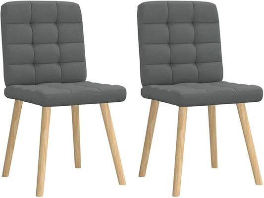 Modern Dining Chairs 2-Piece Set Dark Gray Fabric Upholstered Accent Chairs with Metal Wood Frame for Dining Room Kitchen Living Room Furniture
