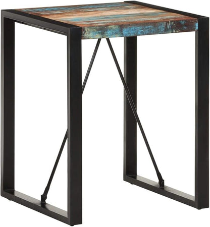 23.6 Inch Square Reclaimed Wood Dining Table Industrial Chic Small Space Kitchen Nook or Dining Room Furniture with Powder Coated Steel Frame