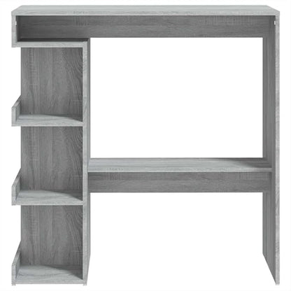 Wall-Mounted Bar Table with Storage Racks, Grey Sonoma Engineered Wood, 39.4 x 19.7 Inches, 3 Racks for Glasses and Bottles, Built-in Footrest, Modern Minimalist Design