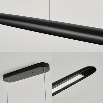 YISDESIGN 59inch Integrated Led Pendant Light 40w Dimmable Wood Black Linear Pendant Lighting Led Modern Island Light with Black Finish for Living Room Dining Room Billiard & Pool Lights