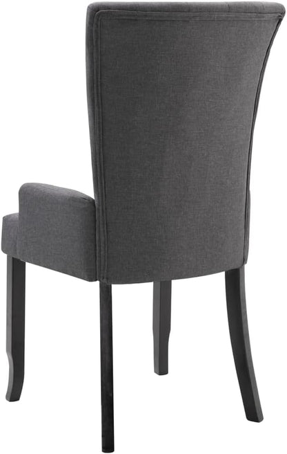 Dining Chairs with Armrests 2 pcs Dark Gray Fabric Upholstered Oak Wood Frame Modern Farmhouse Kitchen Furniture for Dining Room Living Room