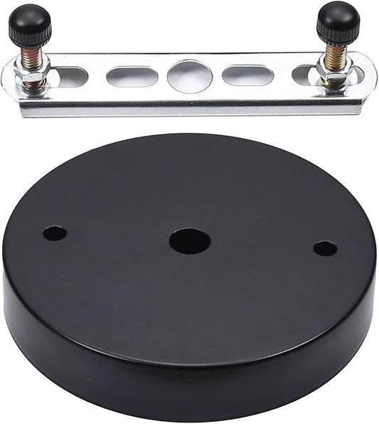 Bettomshin 1Pcs 3.94" x 0.79" (DiaxH) Iron Retro Ceiling Light Plate Chassis Disc Pendant Accessories Hardware Canopy Kit Ceiling Plate Black Tone