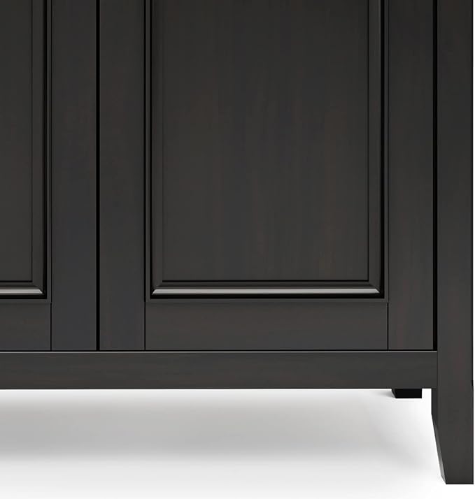 SIMPLIHOME Amherst Storage Cabinet - 66 inch Wide Solid Wood 4-Shelf Sideboard Cabinet in Hickory Brown, Transitional Buffet for Living Room or Dining Room with 4 Doors and Adjustable Shelves