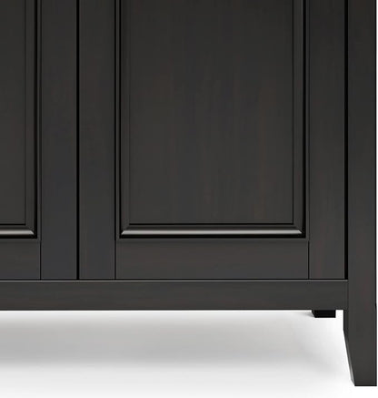 SIMPLIHOME Amherst Storage Cabinet - 66 inch Wide Solid Wood 4-Shelf Sideboard Cabinet in Hickory Brown, Transitional Buffet for Living Room or Dining Room with 4 Doors and Adjustable Shelves