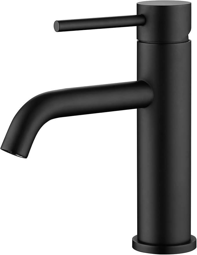 SUMERAIN Matte Black Bathroom Sink Faucet Lead-Free Stainless Steel Single Handle Single Hole Vanity Faucet