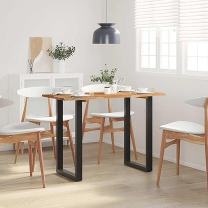 Small Dining Table Solid Acacia Wood & Black Iron Frame Industrial Rectangular Kitchen Table for 4, 43.3 x 19.7 x 29.9 in Rustic Modern Design for Apartment Condo Kitchen