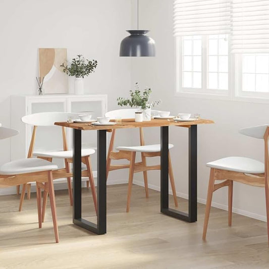 Small Dining Table Solid Acacia Wood & Black Iron Frame Industrial Rectangular Kitchen Table for 4, 43.3 x 19.7 x 29.9 in Rustic Modern Design for Apartment Condo Kitchen