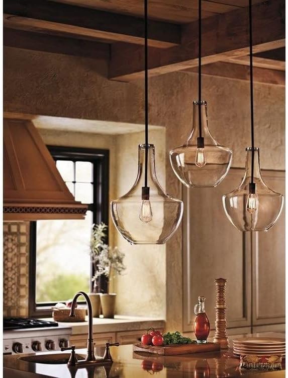 Kichler Everly 1 Light Pendant in a Black finish for Kitchen, Dining Room and Bedroom, (13.75"D x 19.75"H), 42046BK
