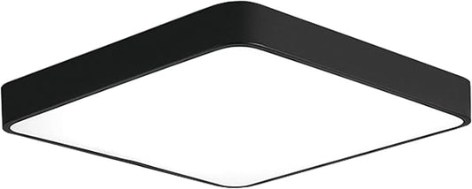 Ganeed LED Ceiling Light Flush Mount,24W 12-Inch Modern Ceiling Lamp Fixture Square,6500K Cool White Energy Saving Lighting Fixture for Living Bathroom Dining Room,Black