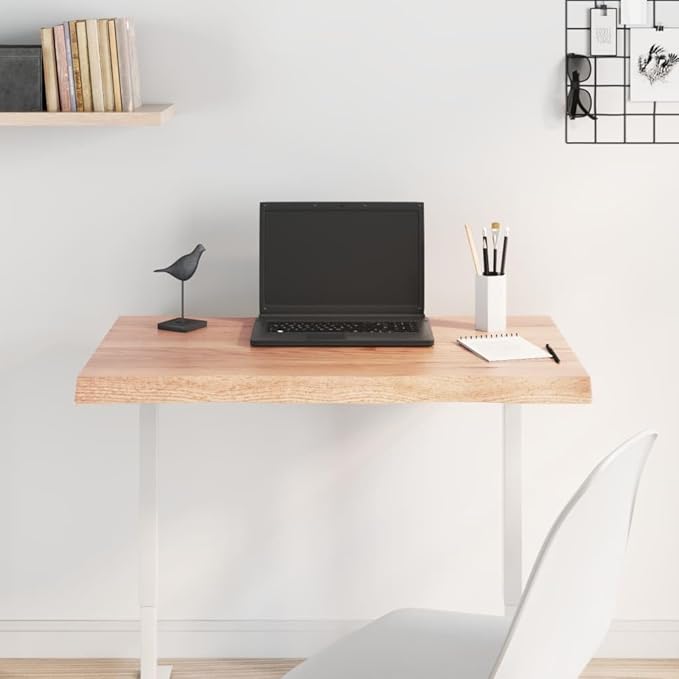 Solid Oak Table Top 31.5 x 19.7 Butcher Block Desk Surface Live Edge 1.6 in Thick Wood Countertop for Dining Standing Desk Office