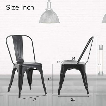 BestOffice 18 Inch Metal Chairs Set of 4 Metal Stackable Patio Seat Height Café Restaurant Dining Chairs Indoor Outdoor with Waterproof Tolix Side