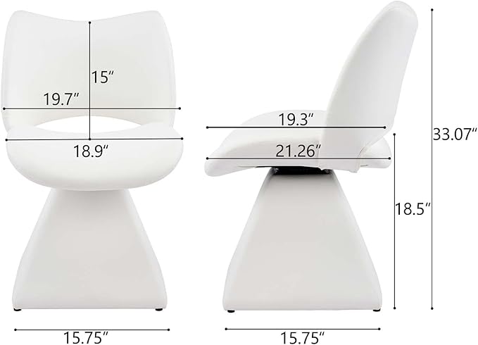 Modern Swivel Dining Chair, Comfy Upholstered Kitchen Chair with Curved High Backrest and Solid Wood Frame for Kitchen Island, Desk, Living Room, Faux Leather (1, White)