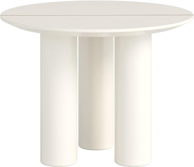Miuuod 39.37in Round Dining Table for 4 to 8 People,Single Kitchen Table Dining Room Table,Cream White Dinner Table for Kitchen,Minilist Center Coffee Table for Living Room.