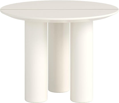 Miuuod 39.37in Round Dining Table for 4 to 8 People,Single Kitchen Table Dining Room Table,Cream White Dinner Table for Kitchen,Minilist Center Coffee Table for Living Room.