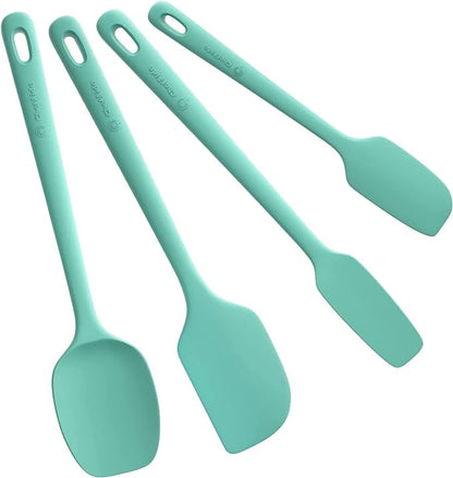 ChefAide 4 Pieces Silicone Spatula Set, Food Grade Rubber Spatula, Upgrade Strong Handle with Ergonomic Grip, Heat Resistant for Nonstick Cookware, Cooking