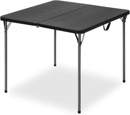 34" Square Folding Table for 4 Person, 330lbs Weight Capacity Foldable Table with HDPE Tabletop & Heavy-Duty Steel Legs, Large Portable Picnic Table for Indoor Outdoor Parties, Camping, Black