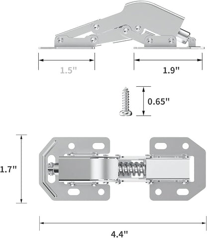 Chibery 4 Pack 90 Degree Soft Close Surface Mount Spring Hinges, Easy Installation No Pre-drilled, Noiseless Frameless Hidden Concealed Kitchen Cabinet Hinge for Cupboard Folded Replacement Hardware