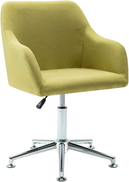 Modern Swivel Dining Chairs 2-Pack Green Fabric Upholstered Adjustable Height with Steel Base for Kitchen Living Room Office