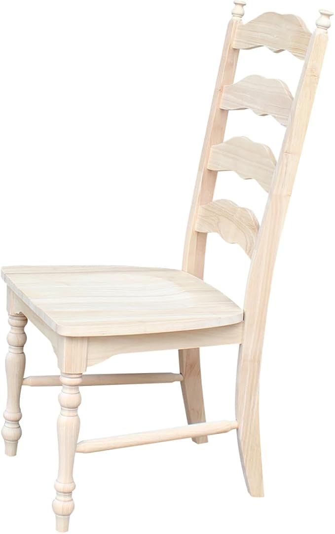 International Concepts Maine Ladderback Chairs, Solid Parawood, Unfinished (Set of 2)