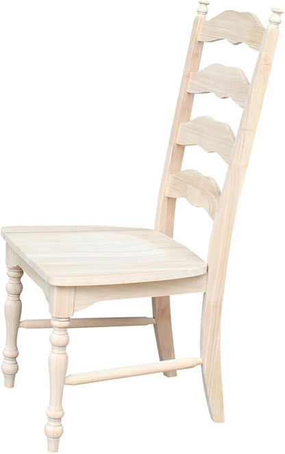 International Concepts Maine Ladderback Chairs, Solid Parawood, Unfinished (Set of 2)