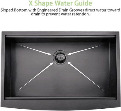 30 Inch Black Stainless Steel Farmhouse Sink Workstation-Bokaiya 30x20 Farmhouse Apron Front Kitchen Sink Black Stainless Steel 16 Guage Single Bowl Farmer Sinks with Cutting Board