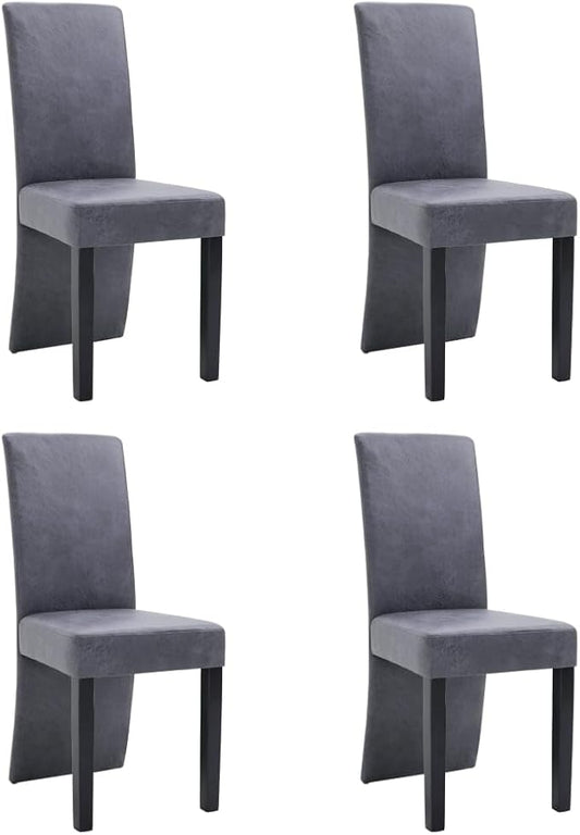 Modern Dining Chairs Set of 4 Gray Faux Suede Upholstery with Wooden Legs Comfortable Kitchen Chairs for Dining Room, Farmhouse, Restaurant, Bistro