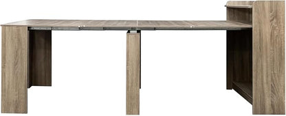 98.4" Extendable Dining Table, Large Dinner Table with Storage for 6-10, Rustic Farmhouse Style Wood Console Table for Kitchen, Dining Room & Living Room, Barnwood