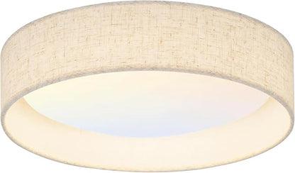 Modern Linen LED 13 Inch Ceiling Light Fixture with 24W 5CCT, Flush Mount Low Profile Room Lamp, Dimmable Minimalist Lighting for Bedroom, Kitchen, Hallway, Closet, Entryway