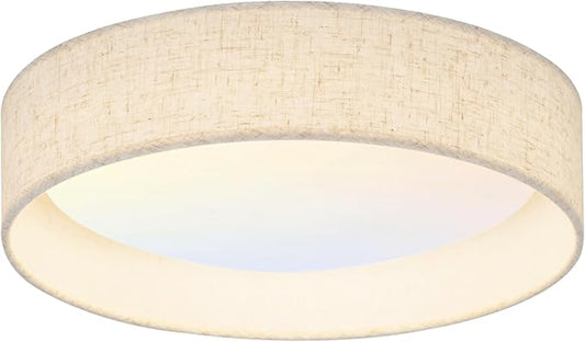 Modern Linen LED 13 Inch Ceiling Light Fixture with 24W 5CCT, Flush Mount Low Profile Room Lamp, Dimmable Minimalist Lighting for Bedroom, Kitchen, Hallway, Closet, Entryway