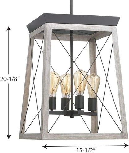 Progress Lighting P500178-143 Briarwood Collection Four-Light Hall and Foyer, Graphite