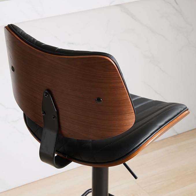 Modern Mid Century Adjustable Counter Height Leather Upholstered 360°Swivel Bar Chairs for Kitchen Island/Dining Room/Cafe, 1 Chair,for Living Room