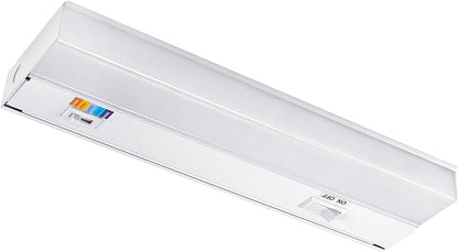 Maxxima 12 in. Hardwired LED Under Cabinet Light - 300 Lumens, 5 CCT, Color Temperature Slide Control, 2700K/3000K/3500K/4000K/5000K, Kitchen and Indoor Lighting Fixture, White, On/Off Switch